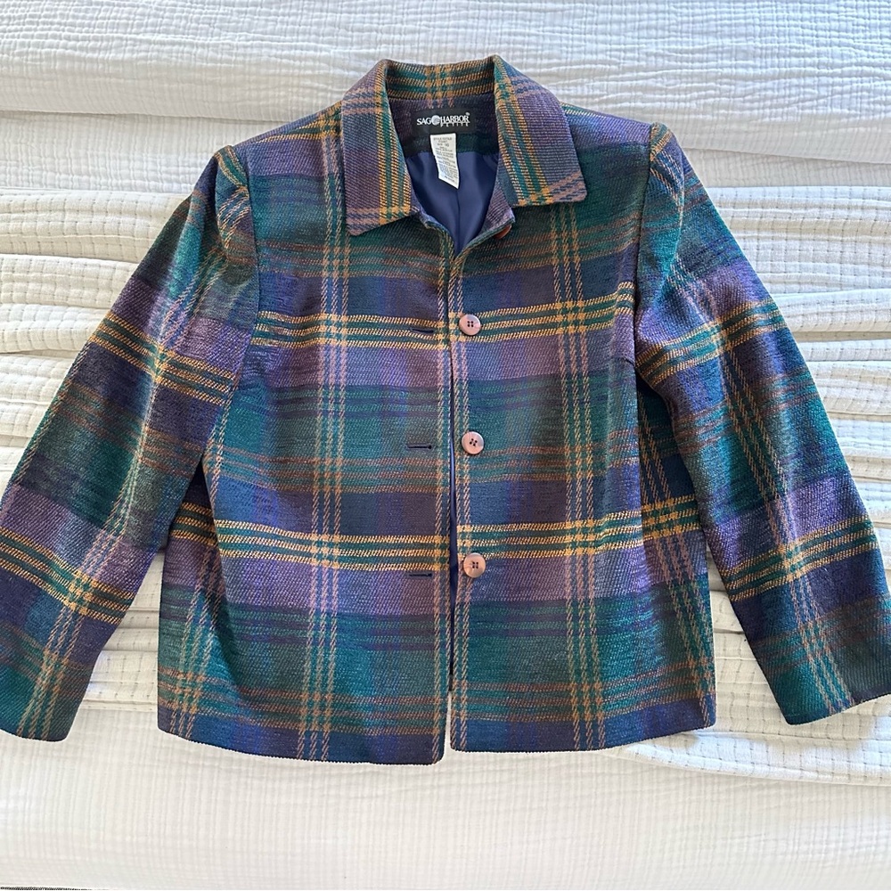 Vintage Sag Harbor Plaid Jacket Sz 16P